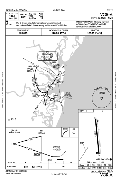 Jekyll Island Jekyll Island, GA (09J): VOR-A (IAP)