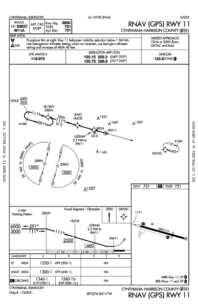 Cynthiana-Harrison County Cynthiana, KY (0I8): RNAV (GPS) RWY 11 (IAP)