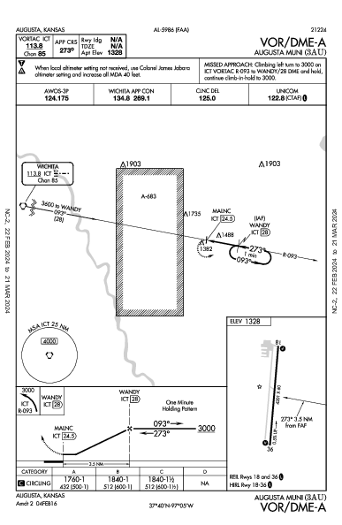 Augusta Muni Augusta, KS (3AU): VOR/DME-A (IAP)