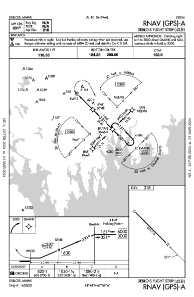Deblois Flight Strip Deblois, ME (43B): RNAV (GPS)-A (IAP)