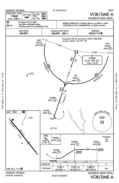 Madison Muni Madison, GA (52A): VOR/DME-A (IAP)