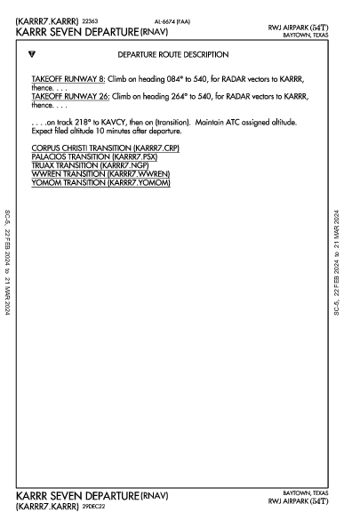 Rwj Airpark Baytown, TX (54T): KARRR SEVEN (RNAV) (DP)
