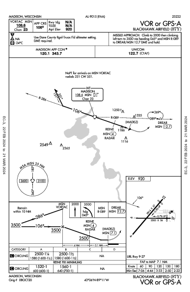 Blackhawk Airfield Madison, WI (87Y): VOR OR GPS-A (IAP)