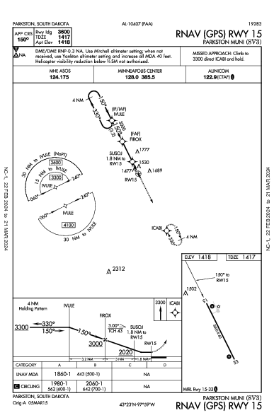 Parkston Muni Parkston, SD (8V3): RNAV (GPS) RWY 15 (IAP)