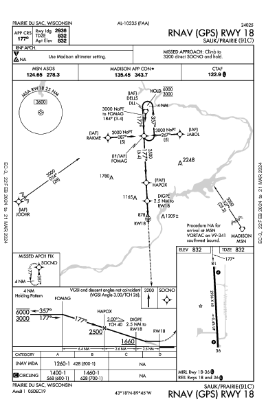 Sauk/Prairie Prairie Du Sac, WI (91C): RNAV (GPS) RWY 18 (IAP)