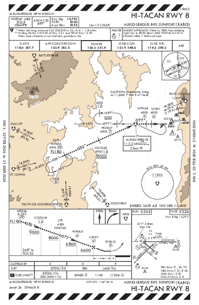 Int'l de Albuquerque Sunport Albuquerque, NM (KABQ): HI-TACAN RWY 08 (IAP)