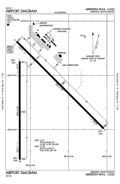 Aberdeen Rgnl Aberdeen, SD (KABR): AIRPORT DIAGRAM (APD)