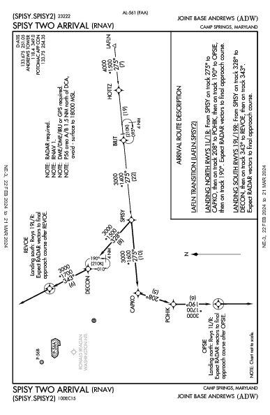 Joint Base Andrews Camp Springs, MD (KADW): SPISY TWO (RNAV) (STAR)