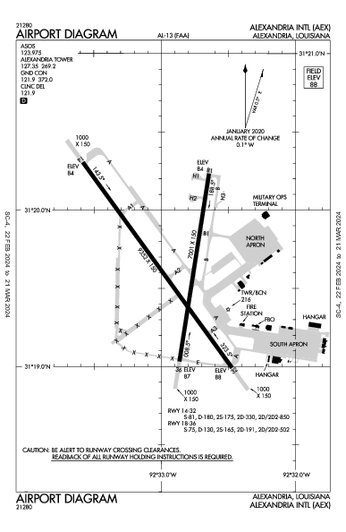 Alexandria Intl Alexandria, LA (KAEX): AIRPORT DIAGRAM (APD)