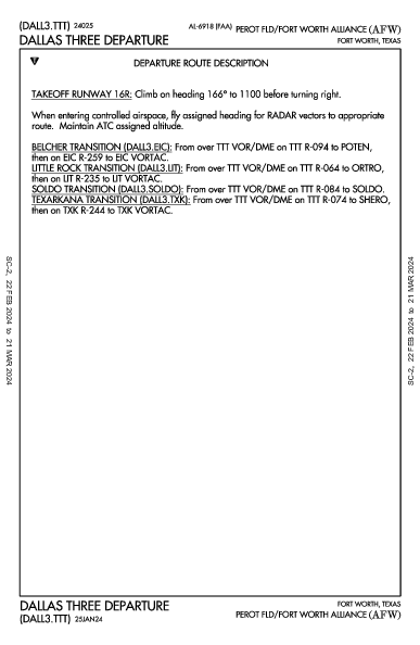 Perot Fld/Fort Worth Alliance Fort Worth, TX (KAFW): DALLAS THREE (DP)