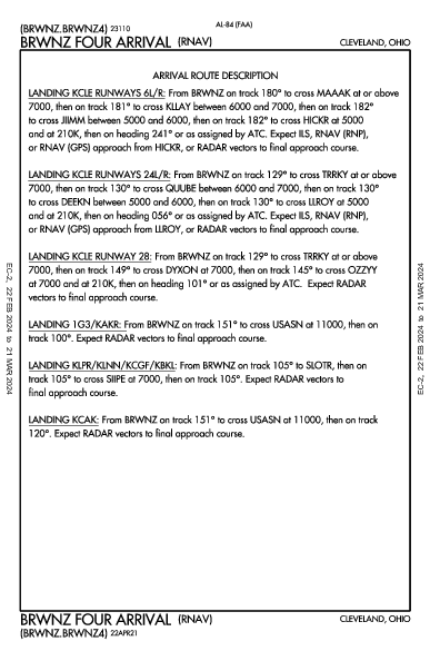 Akron Fulton Intl Akron, OH (KAKR): BRWNZ FOUR (RNAV) (STAR)