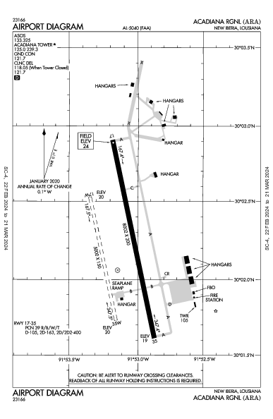 Acadiana Rgnl New Iberia, LA (KARA): AIRPORT DIAGRAM (APD)