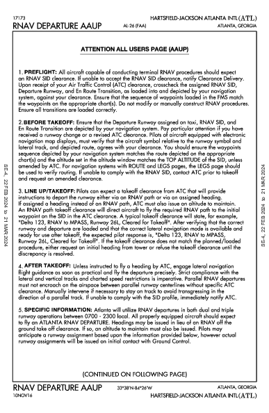 مطار هارتسفيلد جاكسون Atlanta, GA (KATL): RNAV DP AAUP (DAU)