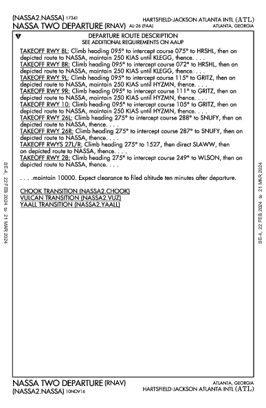 애틀랜타 하츠필드-잭슨 국제공항 Atlanta, GA (KATL): NASSA TWO (RNAV) (DP)