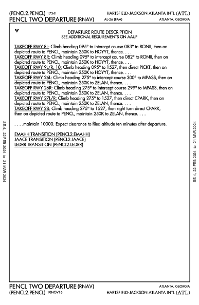 Int'l de Atlanta Hartsfield-Jackson Atlanta, GA (KATL): PENCL TWO (RNAV) (DP)