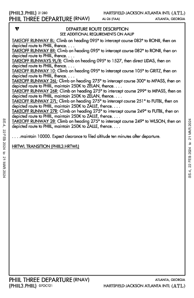 哈茨菲尔德－杰克逊亚特兰大国际机场 Atlanta, GA (KATL): PHIIL THREE (RNAV) (DP)