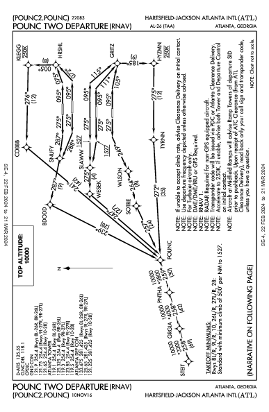 哈茨菲尔德－杰克逊亚特兰大国际机场 Atlanta, GA (KATL): POUNC TWO (RNAV) (DP)