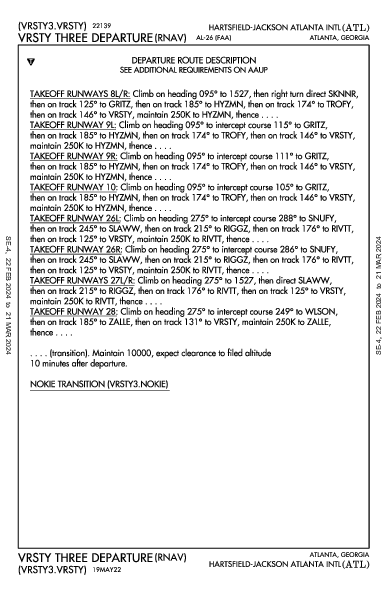 Atlanta Atlanta, GA (KATL): VRSTY THREE (RNAV) (DP)