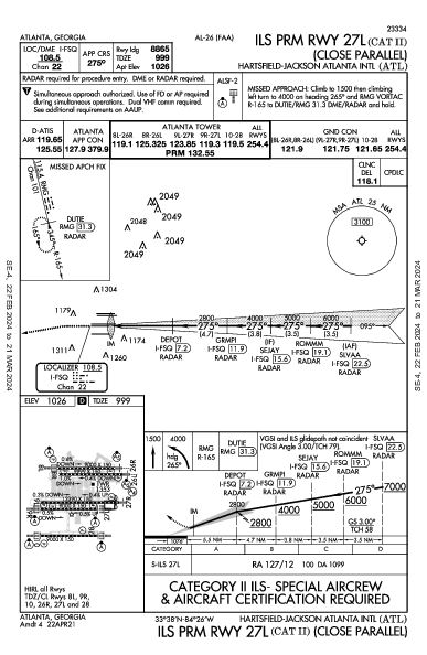 Atlanta-Hartsfield-Jackson Atlanta, GA (KATL): ILS PRM RWY 27L (CAT II) (IAP)