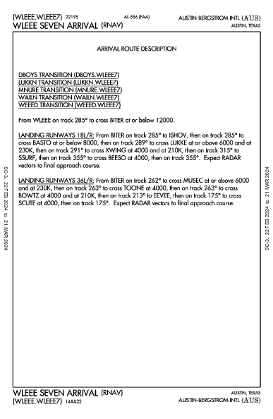 Int'l de Austin-Bergstrom Austin, TX (KAUS): WLEEE SEVEN (RNAV) (STAR)