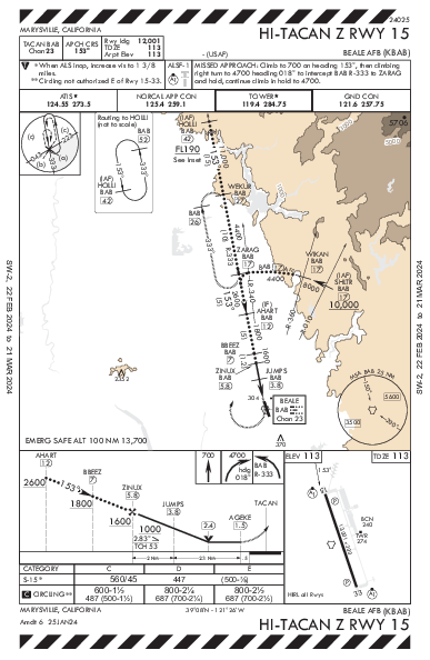 Beale Afb Marysville, CA (KBAB): HI-TACAN Z RWY 15 (IAP)