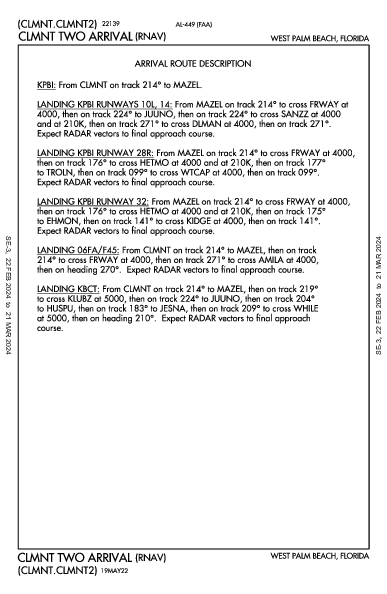 Boca Raton Boca Raton, FL (KBCT): CLMNT TWO (RNAV) (STAR)