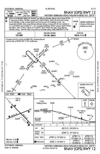 Western Neb Rgnl Scottsbluff, NE (KBFF): RNAV (GPS) RWY 12 (IAP)