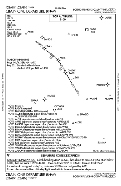 Boeing Field Intl Seattle, WA (KBFI): CBAIN ONE (RNAV) (DP)