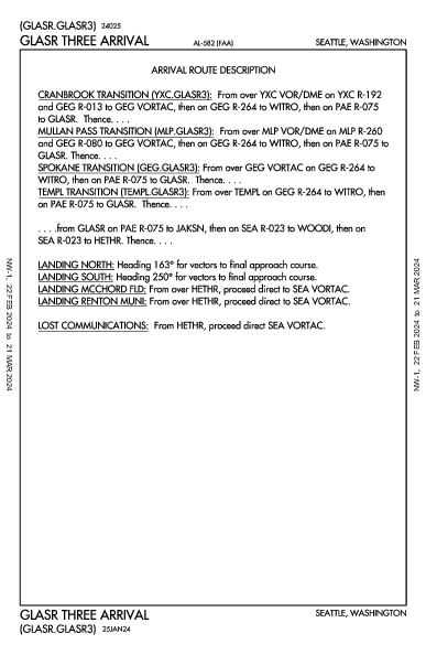 キング郡国際空港 Seattle, WA (KBFI): GLASR THREE (STAR)