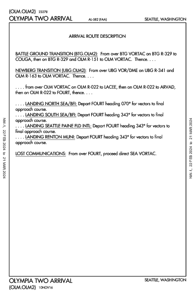 キング郡国際空港 Seattle, WA (KBFI): OLYMPIA TWO (STAR)