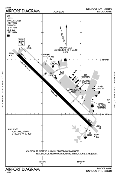 Bangor Intl Bangor, ME (KBGR): AIRPORT DIAGRAM (APD)