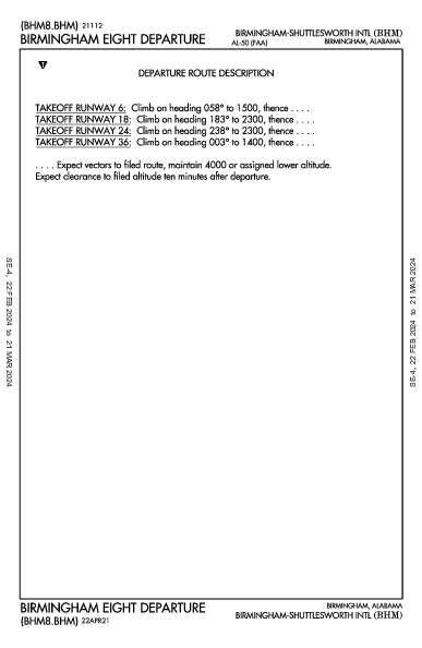 伯明翰－沙特尔斯沃思国际机场 Birmingham, AL (KBHM): BIRMINGHAM EIGHT (DP)