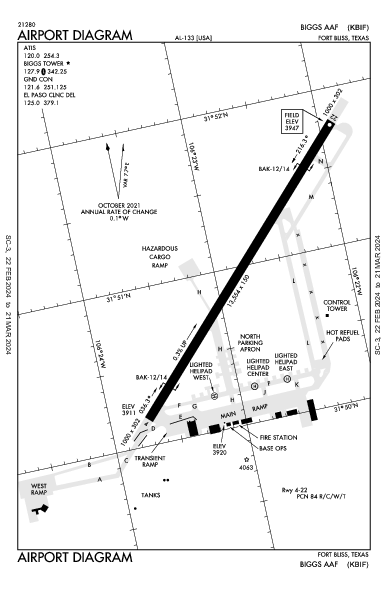 Biggs Aaf (Fort Bliss) Fort Bliss/El Paso/, TX (KBIF): AIRPORT DIAGRAM (APD)