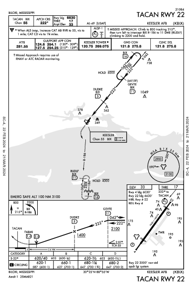 Keesler Afb Biloxi, MS (KBIX): TACAN RWY 22 (IAP)