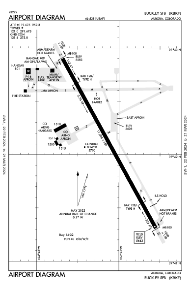 Buckley AFB Aurora, CO (KBKF): AIRPORT DIAGRAM (APD)