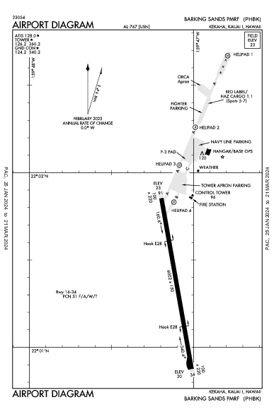 Barking Sands Pmrf Kekaha,Kauai, HI (PHBK): AIRPORT DIAGRAM (APD)