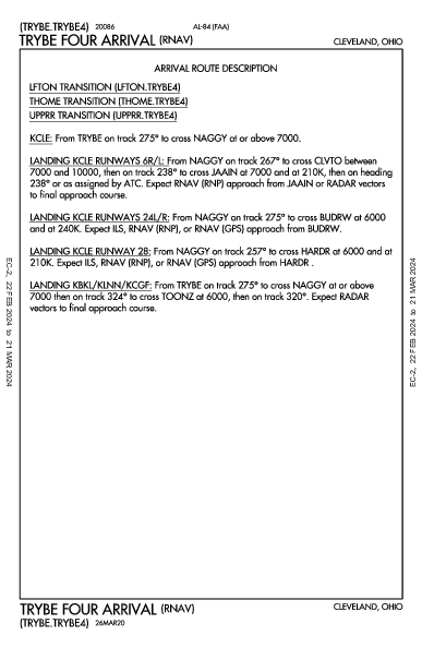 Burke Lakefront Cleveland, OH (KBKL): TRYBE FOUR (RNAV) (STAR)