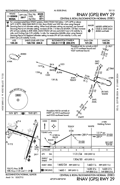 Cent II Rgnl Bloomington/Normal, IL (KBMI): RNAV (GPS) RWY 29 (IAP)