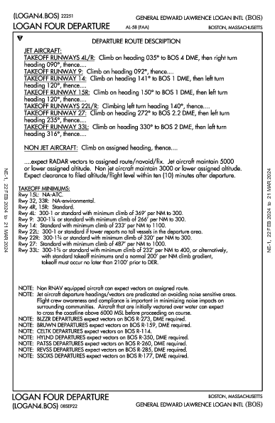 爱德华·劳伦斯·洛根将军国际机场 Boston, MA (KBOS): LOGAN FOUR (DP)