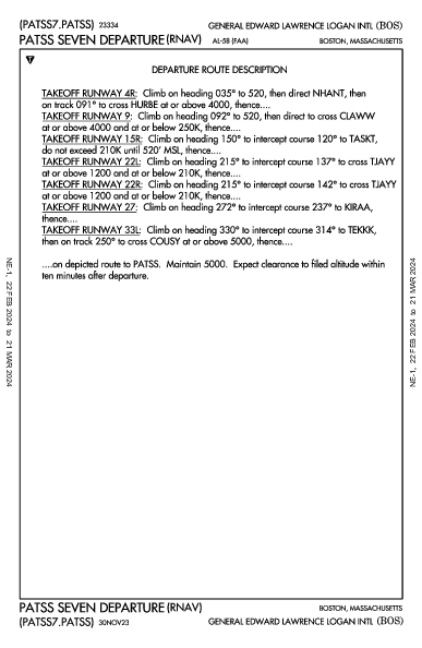 爱德华·劳伦斯·洛根将军国际机场 Boston, MA (KBOS): PATSS SEVEN (RNAV) (DP)