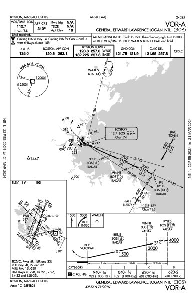 ジェネラル・エドワード・ローレンス・ローガン国際空港 Boston, MA (KBOS): VOR-A (IAP)