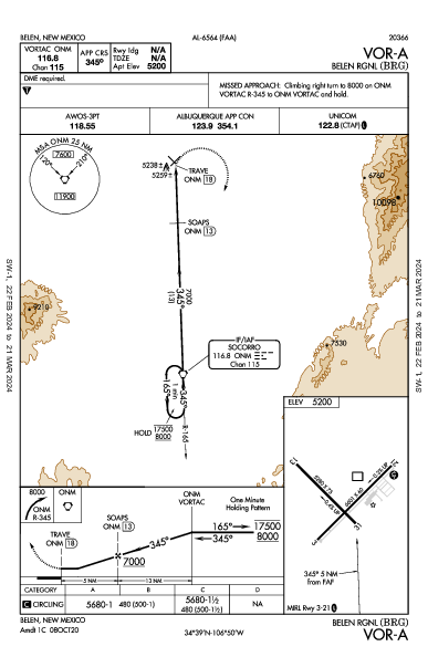 Belen Rgnl Belen, NM (KBRG): VOR-A (IAP)