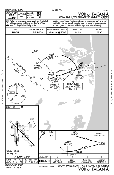 Brownsville Intl Brownsville, TX (KBRO): VOR OR TACAN-A (IAP)