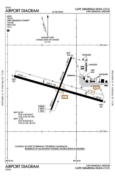 Cape Girardeau Rgnl Cape Girardeau, MO (KCGI): AIRPORT DIAGRAM (APD)