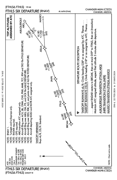 Chandler Muni Chandler, AZ (KCHD): FTHLS SIX (RNAV) (DP)