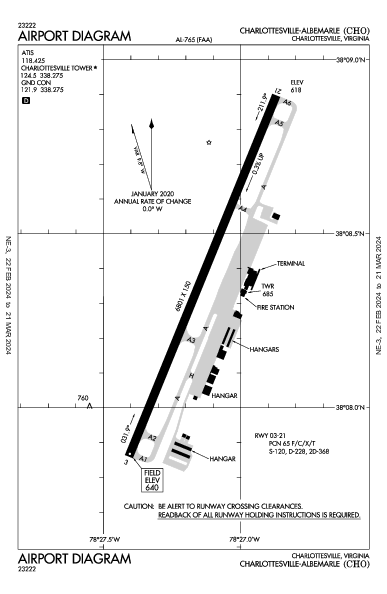 Charlottesville-Albemarle Charlottesville, VA (KCHO): AIRPORT DIAGRAM (APD)