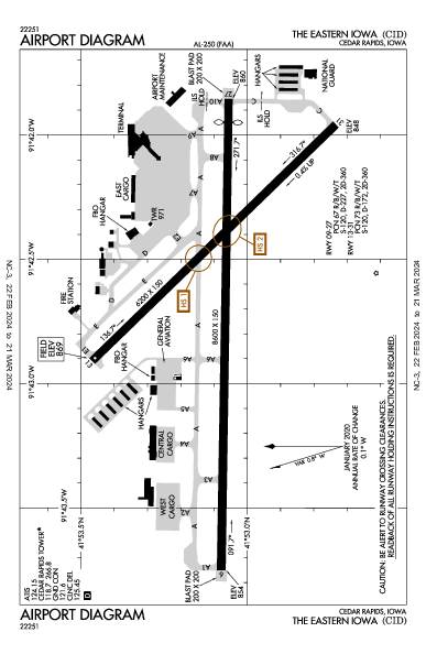 イースタン・アイオワ空港 Cedar Rapids, IA (KCID): AIRPORT DIAGRAM (APD)