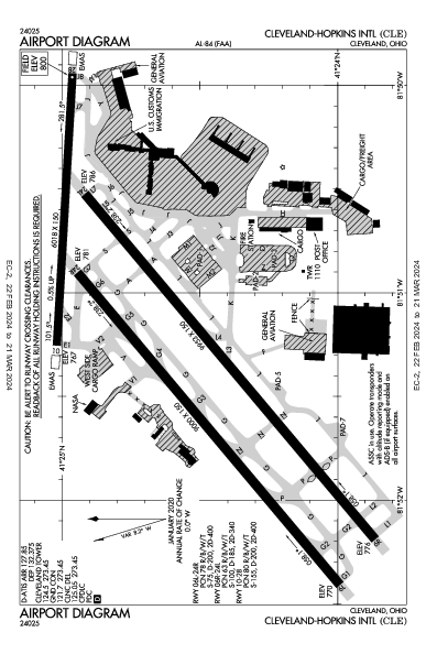 克里夫蘭霍普金斯國際機場 Cleveland, OH (KCLE): AIRPORT DIAGRAM (APD)