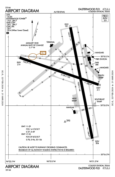 Easterwood Fld College Station, TX (KCLL): AIRPORT DIAGRAM (APD)