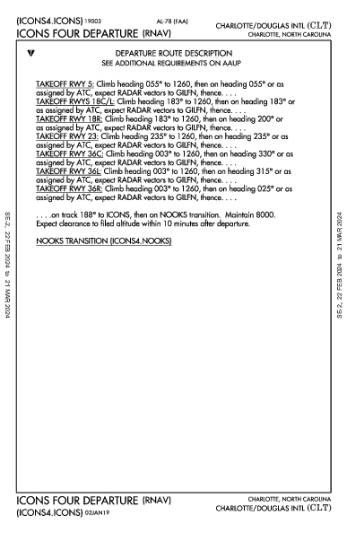 مطار تشارلوت دوغلاس الدولي Charlotte, NC (KCLT): ICONS FOUR (RNAV) (DP)